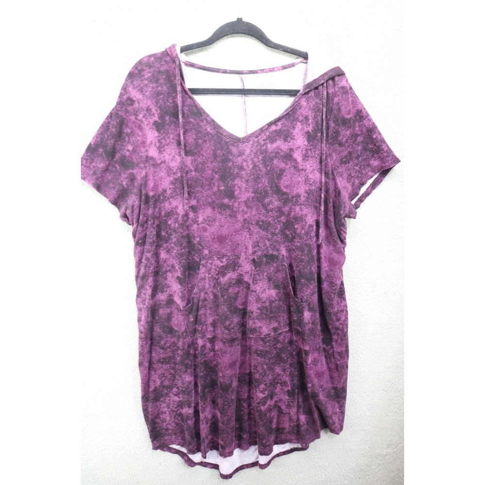 Lane Bryant Purple Hooded Soft Dress-18/20-Kangaroo Pocket-Whimsigoth